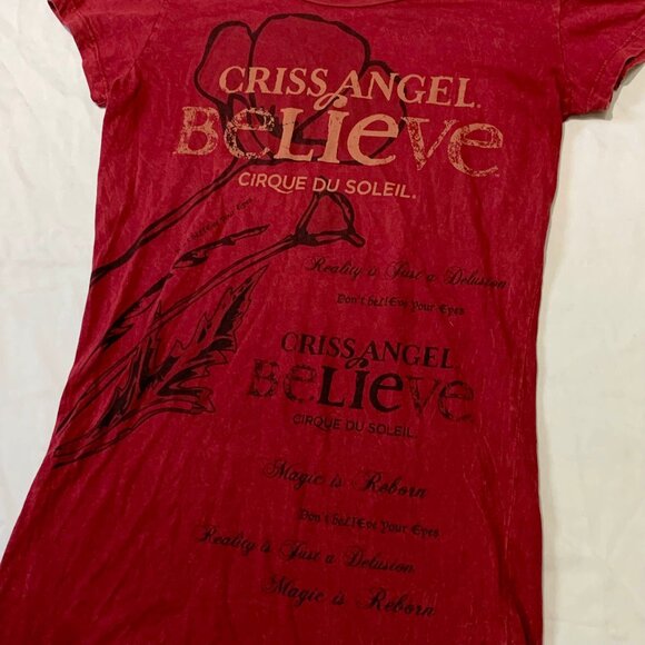 Cirque Du Soleil Criss Angel Believe Red 100% Cotton T-Shirt Women's 2XL - Picture 2 of 6